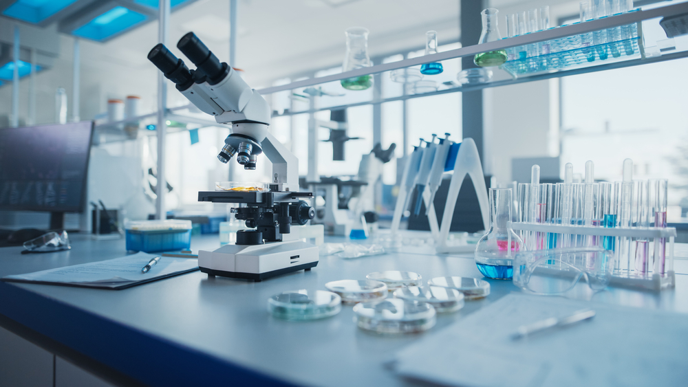 Modern,Medical,Research,Laboratory,With,Microscope,And,Test,Tubes,With
